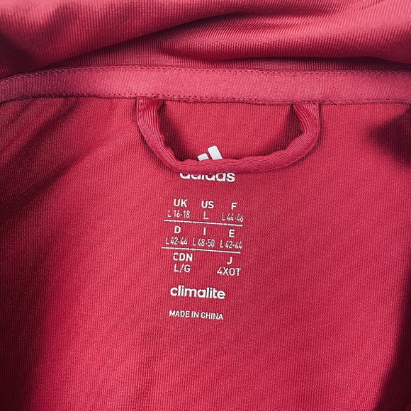 Adidas Pink Track Jacket Womens Large Climalite Full Zip 3 Stripe Activewear - Picture 3 of 15